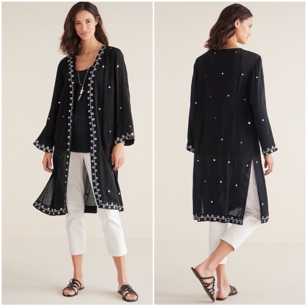 Soft Surroundings Rafina Gauze Topper in Black
